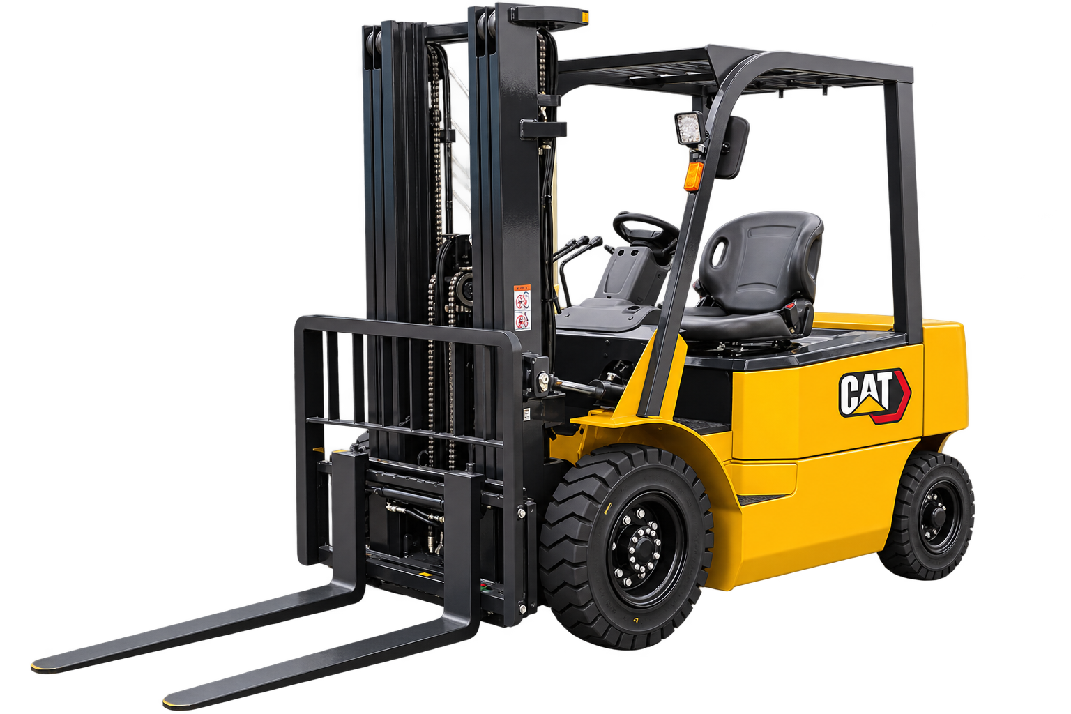 Supplied Cat counterbalance forklift, front three-quarter view