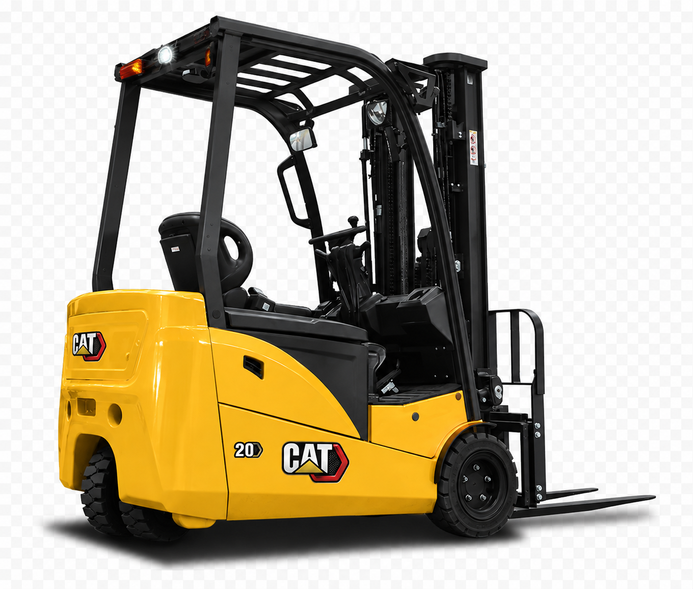 Cat EP16–20TU electric forklift, rear three-quarter view
